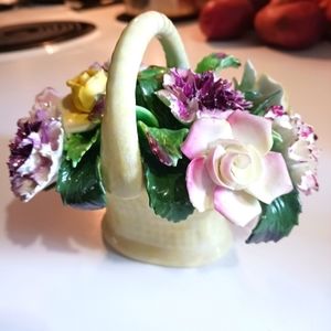 Vintage Denton England Fine Bone China Flower Basket HH Floral